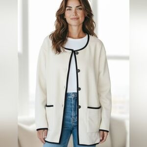 PLM White Blazer with Black Trim Medium (JAC1)